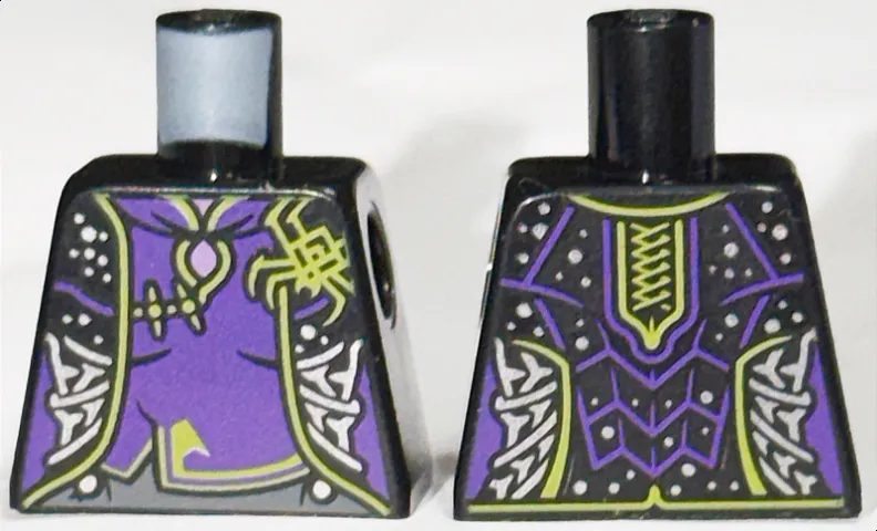 Torso Female Robe with Dark Purple and Lime Trim, Spider, and Silver Webs Pattern