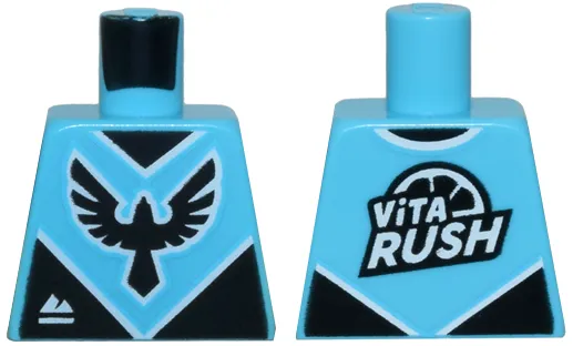 Torso Jersey with Black Bird Emblem and White 'ViTA RUSH' and Mountains Logo Pattern