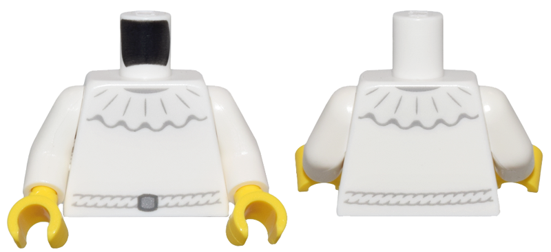 Torso Dress with Wide Ruffled Collar and Dark Bluish Gray Rope Belt and Silver Buckle Pattern / White Arms / Yellow Hands