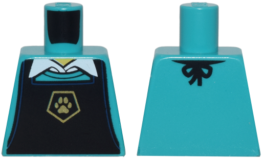 Torso Black Apron with Gold Pentagon and Paw Print over Shirt with White Collar Pattern