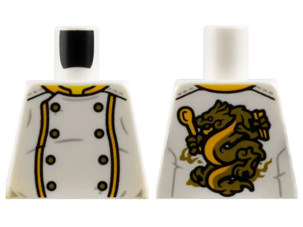 Torso Chef Jacket, 8 Gold Buttons, Bright Light Orange Trim, Gold Dragon on Back Pattern
