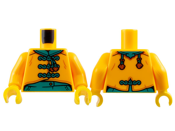 Torso Tang Jacket, Dark Turquoise Collar and Laces Pattern / Bright Light Orange Arms / Yellow Hands