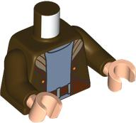 Torso SW Jacket with Dark Tan Lapels over Sand Blue Shirt, Reddish Brown Belt with Silver Bars Pattern / Dark Brown Arms / Light Nougat Hands