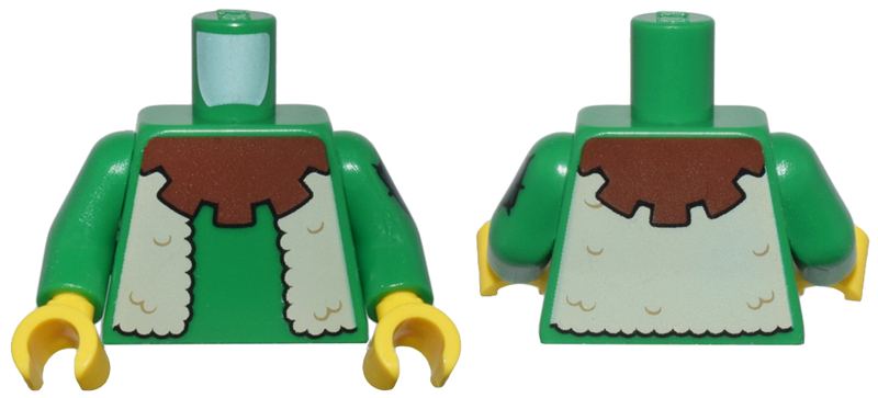 Torso Forestman Reddish Brown Collar and Tan Fur Vest Pattern / Green Arm Left with Patch Pattern / Green Arm Right / Yellow Hands