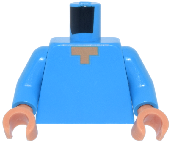 Torso Pixelated Nougat Neck Pattern (Minecraft Steve) / Dark Azure Arms / Nougat Hands