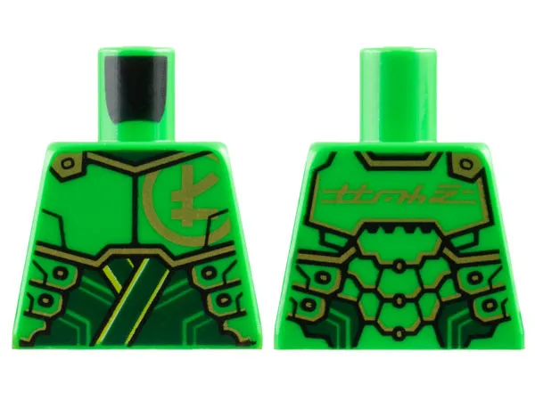 Torso Armor Plates over Dark Green Tunic, Gold Trim and Ninjago Logogram Letter L, 'LLOYD' on Back Pattern