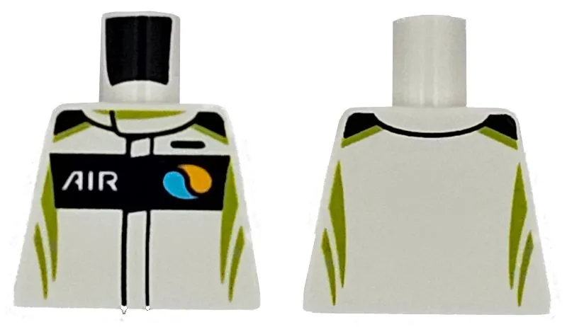 Torso Racing Suit with Lime Curved Stripes and 'AIR' and Octan E Logo on Black Chest Panel Pattern