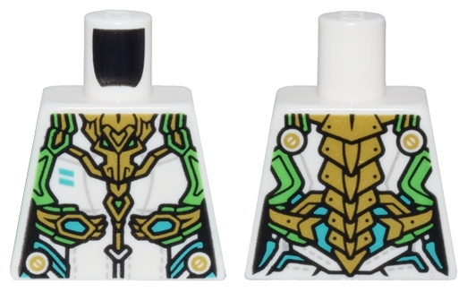 Torso Female Armor Bright Green, Gold, and Dark Turquoise Trim and Small Gold Dragon Head and Spine Pattern