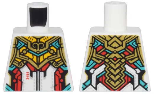 Torso Armor Red, Bright Light Orange, and Dark Turquoise Trim and Gold Plates Pattern
