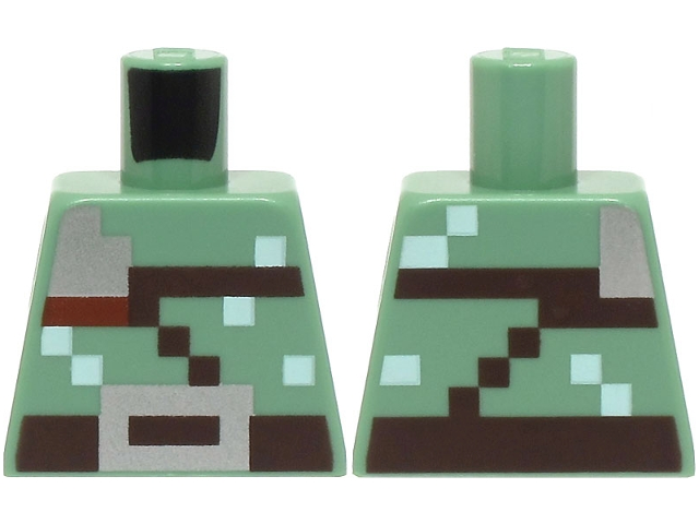 Torso Pixelated Dark Brown Strap and Belt with Silver Buckle and Shoulder Guard Pattern