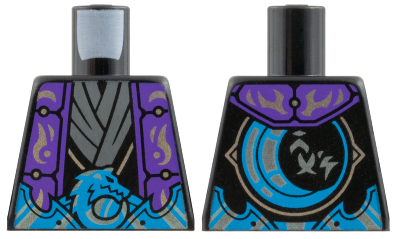 Torso Dark Purple Robe over Black and Dark Bluish Gray Tunic with Dark Azure Belt and Moon on Back Pattern