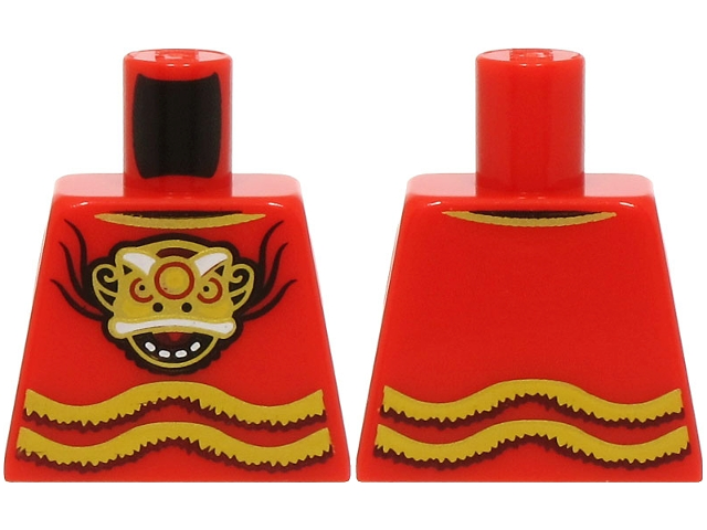 Torso Shirt with Yellow Fringe and Dragon Head with Open Mouth and Gold Mask Pattern (BAM)