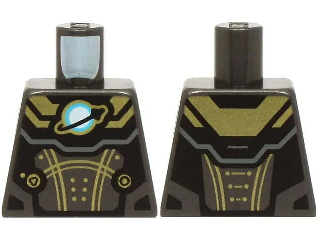 Torso Armor Suit with Gold Panels and Lines, Black, White and Medium Azure Classic Space Logo Pattern