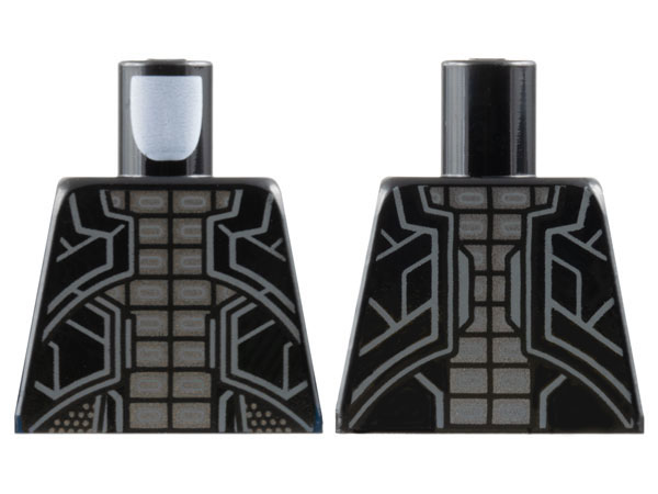 Torso Armor with Sloping Panels with Dark Bluish Gray Edges over Dark Silver Grid of Rectangles Pattern