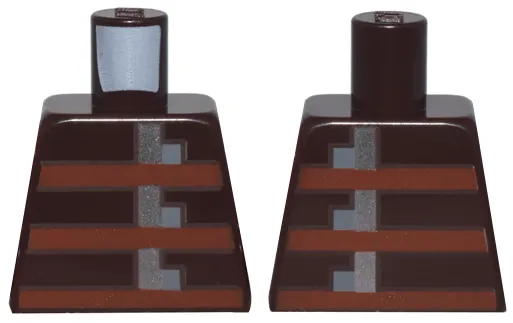 Torso Pixelated Armor with Reddish Brown Stripes and Silver and Dark Bluish Gray Buckles Pattern