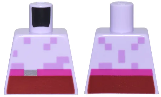 Torso Pixelated Dark Red and Magenta Wide Belt with Silver Buckle, Medium Lavender Spots Pattern