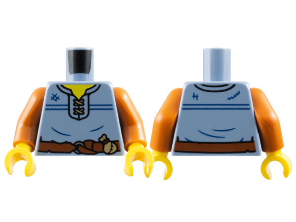 Torso Vest, Yellow Neck and Reddish Brown Belt with Dark Tan Pouch Pattern / Dark Orange Arms / Yellow Hands