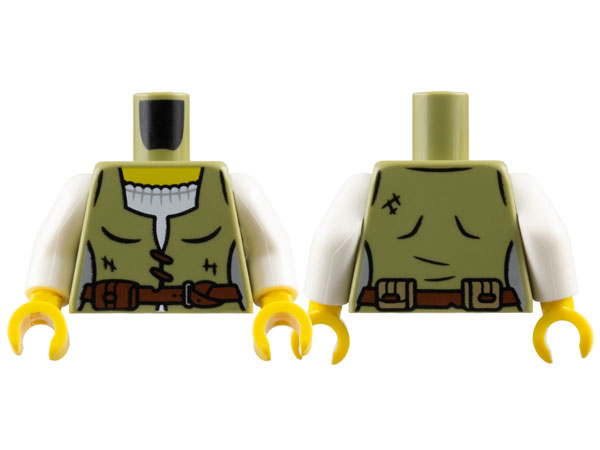Torso Female Vest over White Shirt, Yellow Neck, Reddish Brown Laces and Belt with Pouch Pattern / White Arms / Yellow Hands