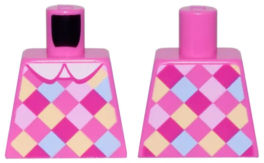 Torso Dress with White Collar and Magenta, Bright Pink, Bright Light Blue, and Bright Light Yellow Checkered Pattern