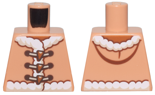 Torso Vest with Hood, White Fur Trim, and Tan and Dark Brown Laces with Dark Orange Clasps Pattern