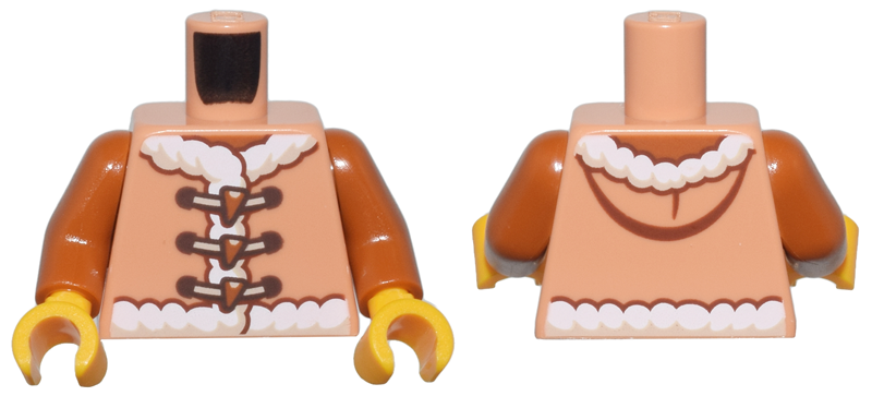 Torso Vest with Hood, White Fur Trim, and Tan and Dark Brown Laces with Dark Orange Clasps Pattern / Dark Orange Arms / Bright Light Orange Hands