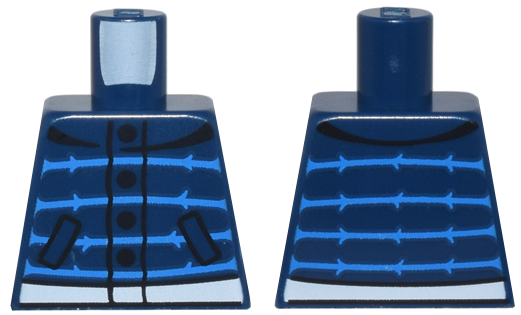 Torso Vest with Black Pockets and Buttons, Dark Azure Stripes, and White Waistband Pattern