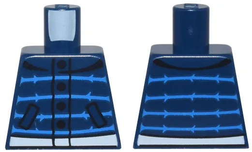 Torso Vest with Black Pockets and Buttons, Dark Azure Stripes, and White Waistband Pattern