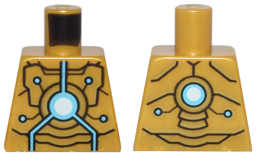 Torso, Armor with Gold and Black Trim and Medium Azure and White Circuitry Pattern