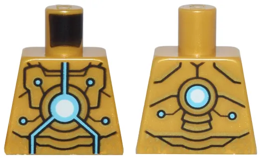 Torso Armor with Gold and Black Trim and Medium Azure and White Circuitry Pattern