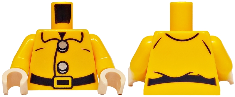 Torso Jacket with Collar, Black Belt with Buckle, Silver Buttons Pattern / Bright Light Orange Arms / Light Nougat Hands