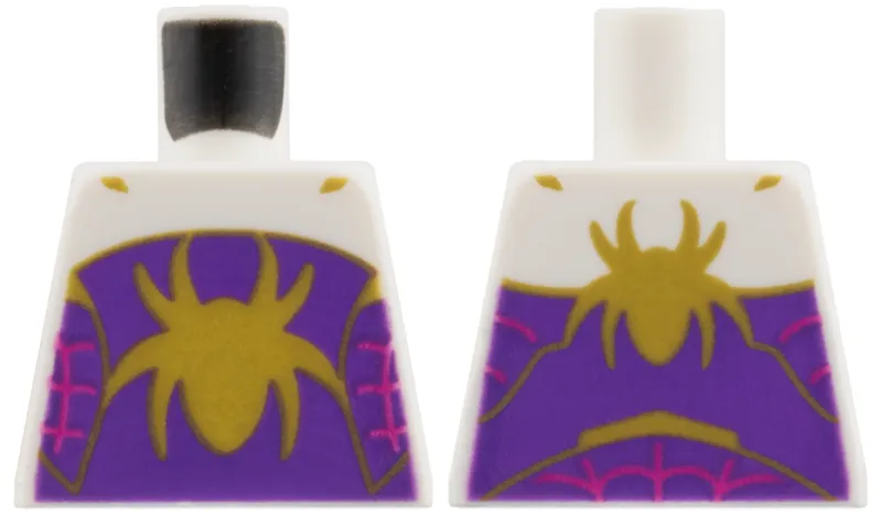 Torso Gold Spider on Dark Purple Panel with Magenta Webbing Pattern