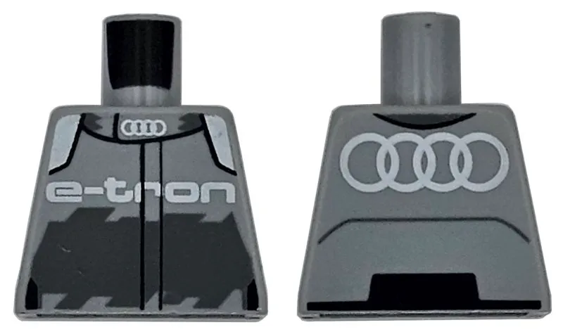 Torso Racing Jacket with White Audi Logo, 'e-tron', and Shoulders, Dark Bluish Gray Panel Pattern