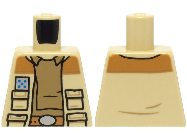 Torso SW Jacket Open with Pockets, Dark Tan Shirt with Collar, Medium Nougat Belt, Large Rank Badge Pattern