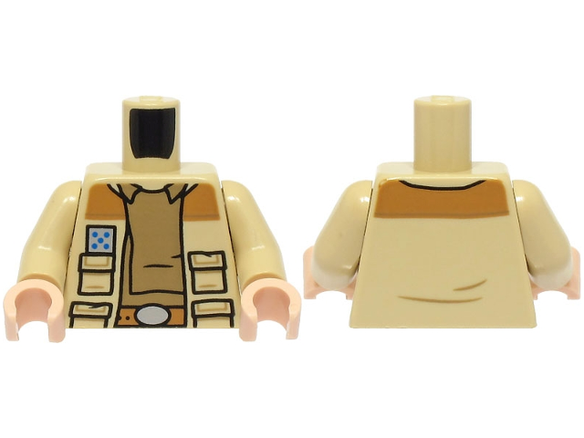 Torso SW Jacket Open with Pockets, Dark Tan Shirt with Collar, Medium Nougat Belt, Large Rank Badge Pattern / Tan Arms / Light Nougat Hands