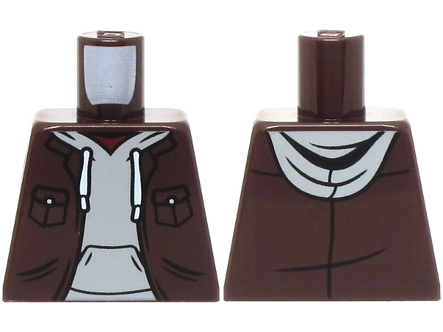 Torso Jacket Open with Pockets over Light Bluish Gray Hoodie and Dark Red Shirt Pattern