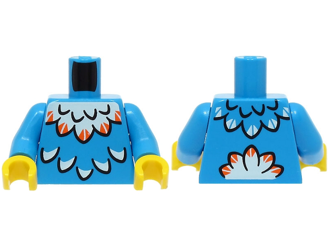 Torso with White Feathers with Orange Tips Pattern (BAM) / Dark Azure Arms / Yellow Hands