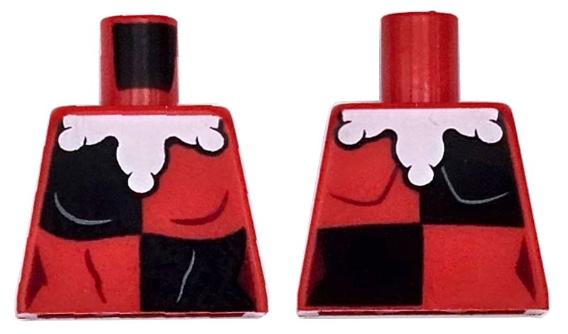 Torso Female Black Quarters, White Wide Jester's Collar Rounded Pattern