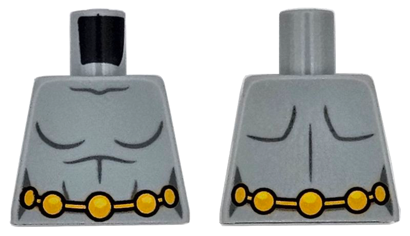 Torso Female Suit with Dark Bluish Gray Contour Lines and Bright Light Orange Belt with Circles Pattern