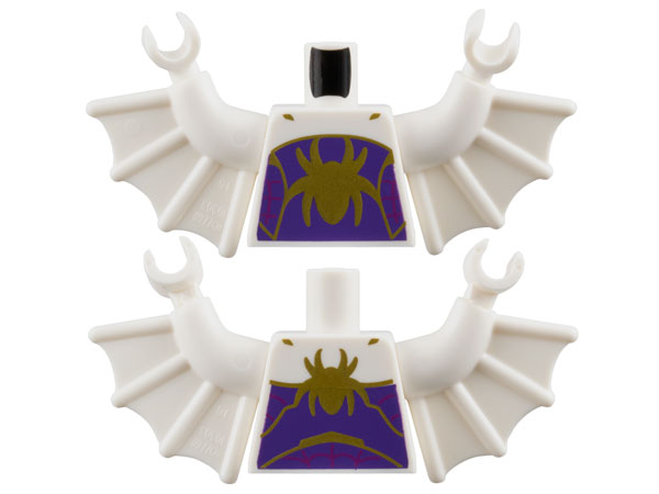 Torso Gold Spider and Trim on Dark Purple Panel Pattern / White Arms with Wings / White Hands