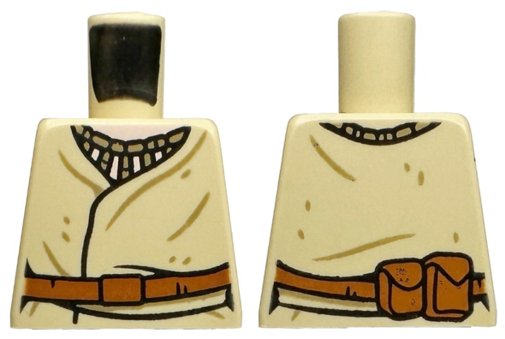 Torso SW Layered Shirt with Dark Tan Wrinkles and Spots, Dark Orange Belt with Buckle, Pouches on Back Pattern