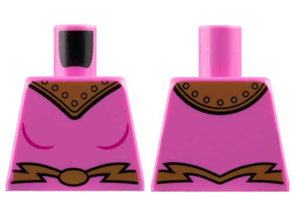 Torso Female Uniform with Gold Shoulder Armor with Rivets and Belt with Oval Buckle Pattern