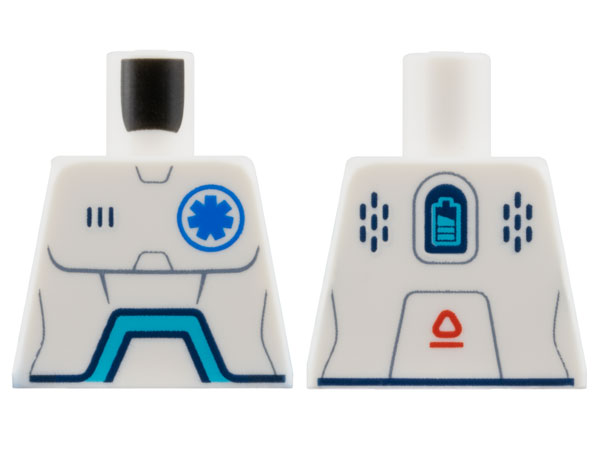 Torso Robot with Sand Blue Panel Lines, Blue EMT Star of Life, Dark Azure Angled Arc, Battery Level and Red Symbol on Back Pattern