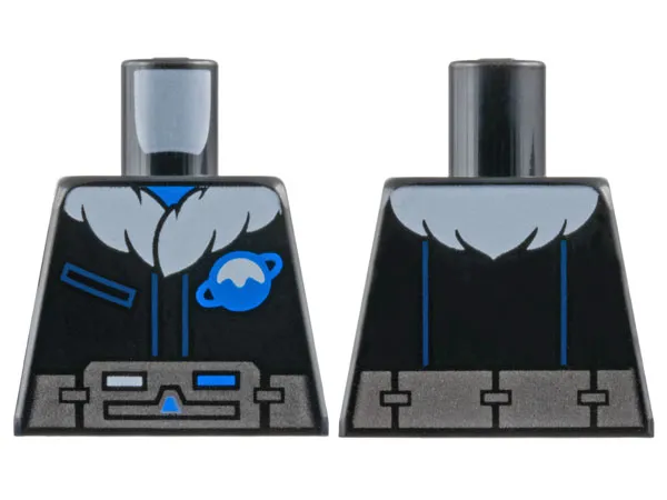 Torso Jacket with Dark Blue Pocket, White Fur Collar, and Blue Ice Planet Logo, Silver Utility Belt Pattern