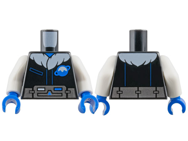 Torso Jacket with Dark Blue Pocket, White Fur Collar, and Blue Ice Planet Logo, Silver Utility Belt Pattern / White Arms / Blue Hands