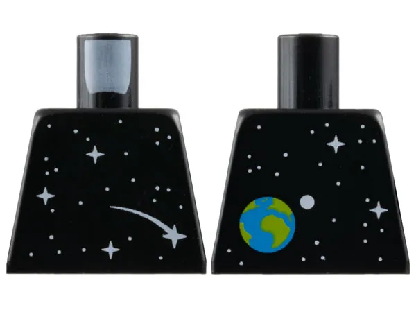 Torso with White Dots and Sparkles / Stars, Comet, Earth and Moon on Back Pattern