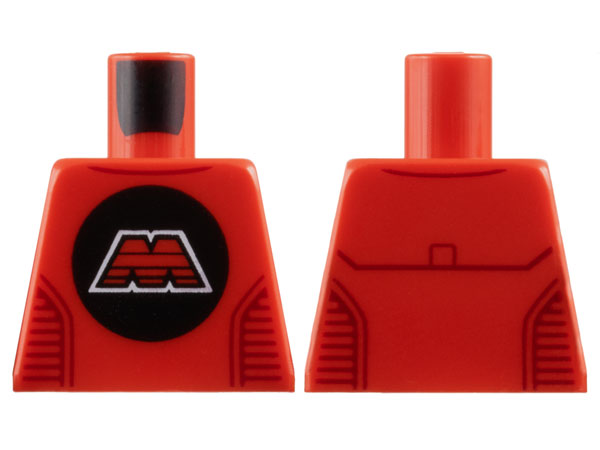 Torso Space M:Tron Logo Capital Letter M with White Border on Black Circle, Dark Red Collar and Panel Lines Pattern