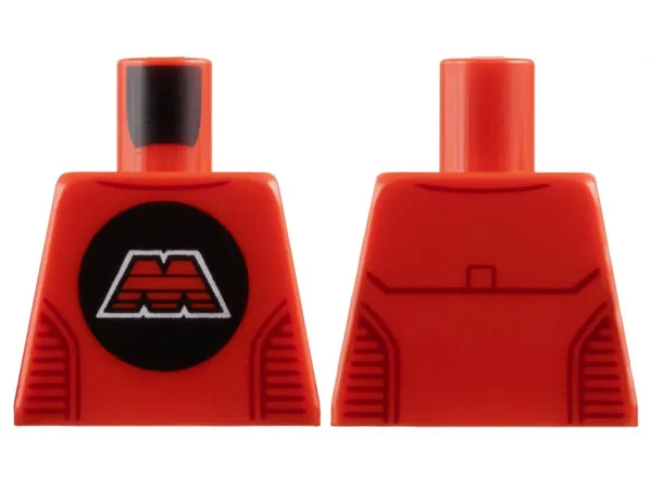 Torso Space M:Tron Logo Capital Letter M with White Border on Black Circle, Dark Red Collar and Panel Lines Pattern