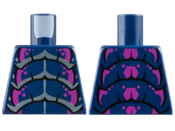 Torso Insect Exoskeleton Segments with Magenta and Metallic Light Blue Highlights Pattern