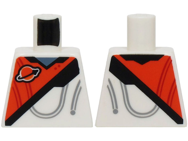 Torso Spacesuit with Reddish Orange Panel, Classic Space Logo, Black Stripe, and Sand Blue Collar Pattern (BAM)