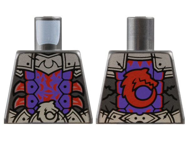 Torso Dark Purple Armor, Silver Plates, Metallic Pink Blades, Red Trim and Wolf on Back Pattern